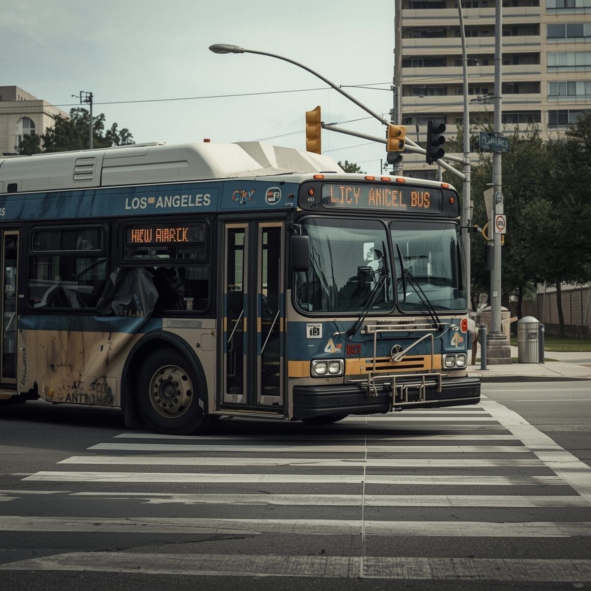 City bus involved in traffic accident at intersection